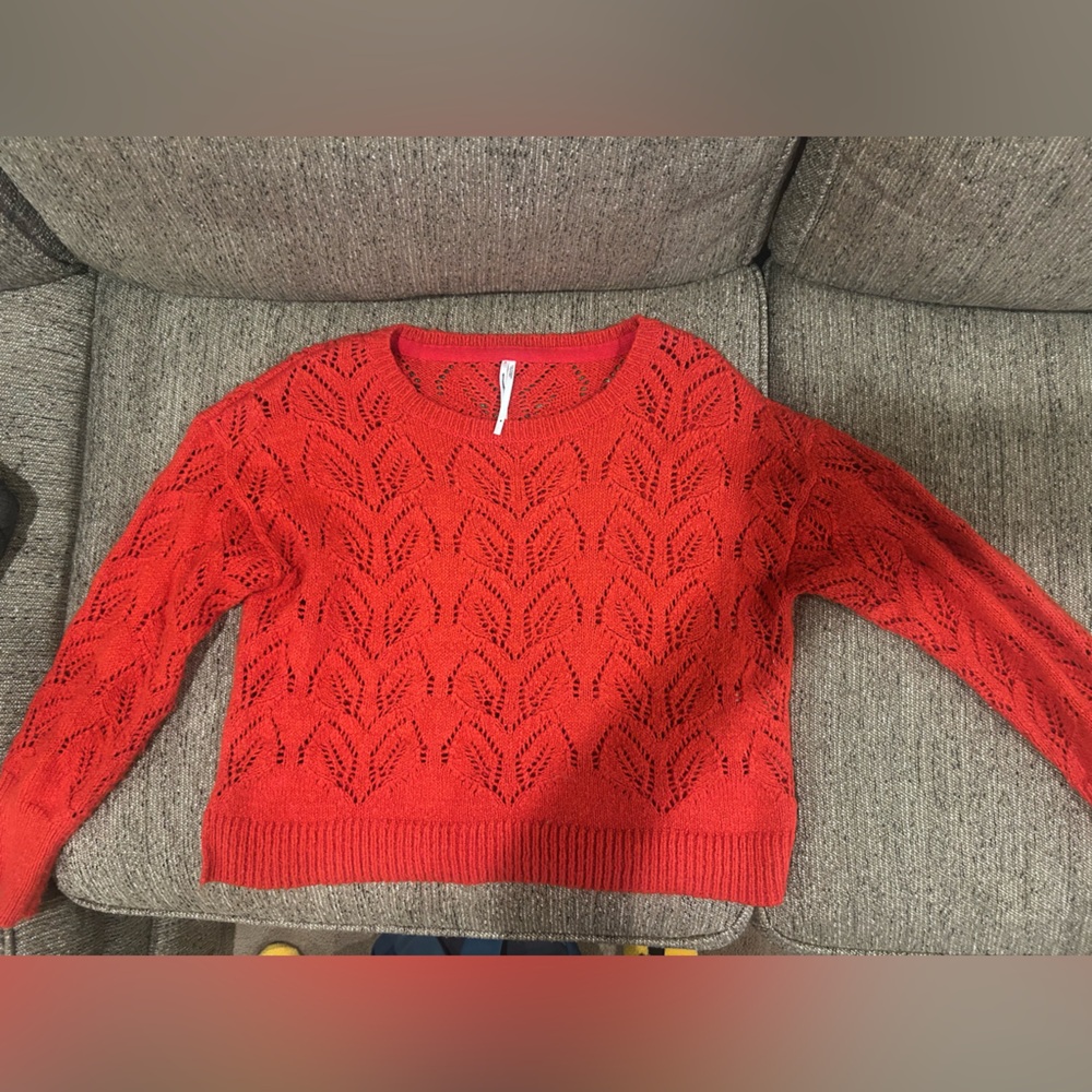 Anthropologie Red Crew Neck Sweater